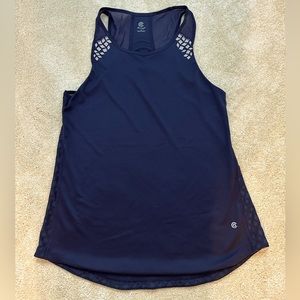 Champion C9 navy blue tank top with mesh patterned back. Size M